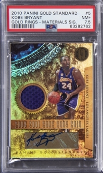 2010-11 Panini Gold Standard "Gold Rings" Materials Signatures #5 Kobe Bryant Signed Game Used Jersey Card (#17/24) – PSA NM+ 7.5